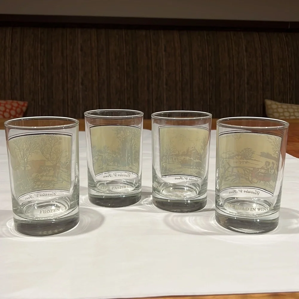 Collection of Four 1981 Arby's Currier and Ives Rocks Glasses